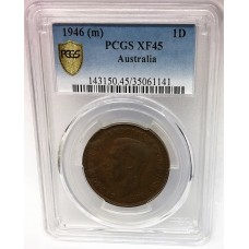 AUSTRALIA 1946 . ONE 1 PENNY . PCGS XF45 . VERY SCARCE
